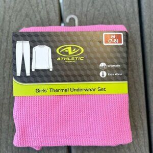 Girl's Waffle Thermal Top & Bottom Set